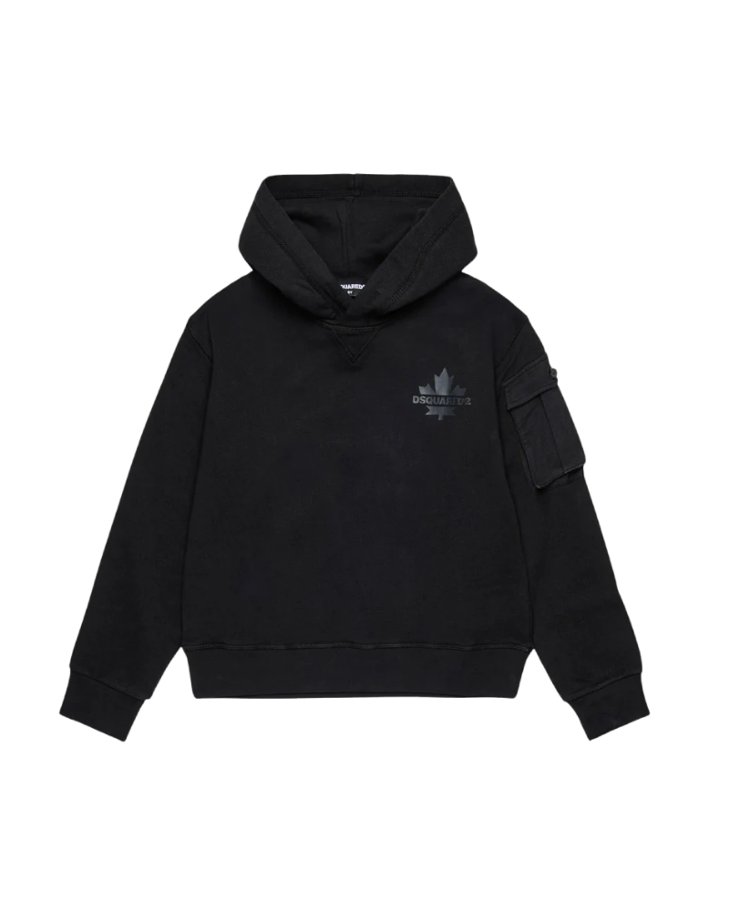 Felpa con tasca cargo Dsquared nera DQ2735 DQ900 Dsquared 