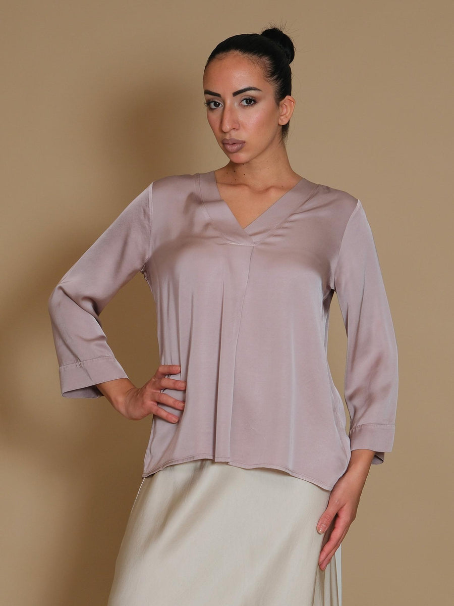 Blusa Armoire rosa satinata scollo a V FA489BCK SETA Armoire 
