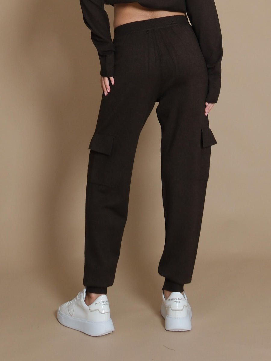 Pantalone Hinnominate cargo in maglia con ricamo moro HMABW01172 MORO Hinnominate 