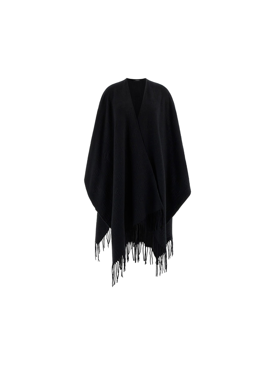 Mantella Guess nera con frange e monogram tono su tono AW5421POL03 BLA Guess 