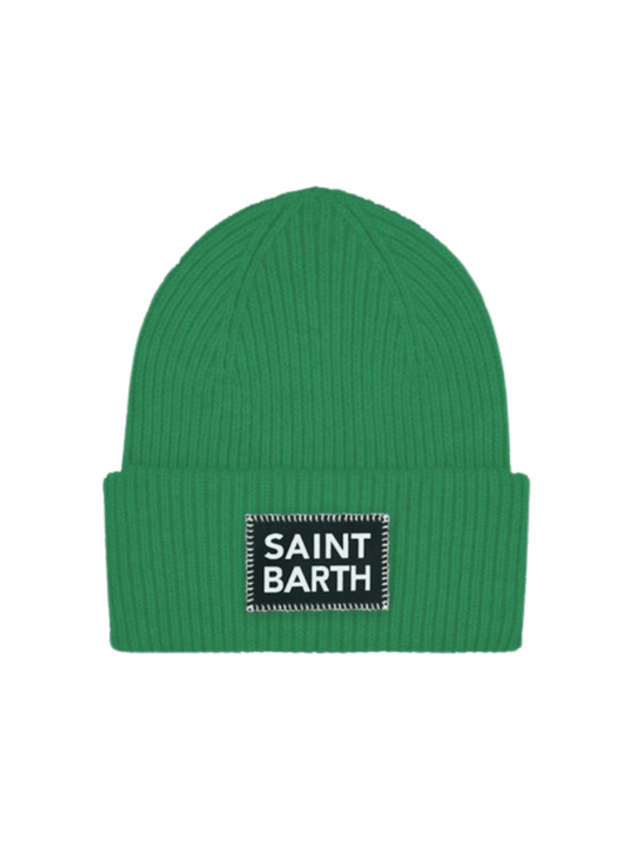 Berretto "berry jr" Saint Barth verde con risvolto e patch con logo BRR0001 02537G MC2 SAINT BARTH 
