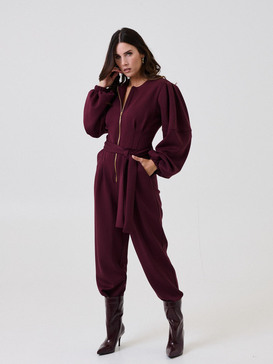 Jumpsuit Bohemian Vì bordeaux con zip centrale BHTUT004 BORDEAUX Bohemian V 