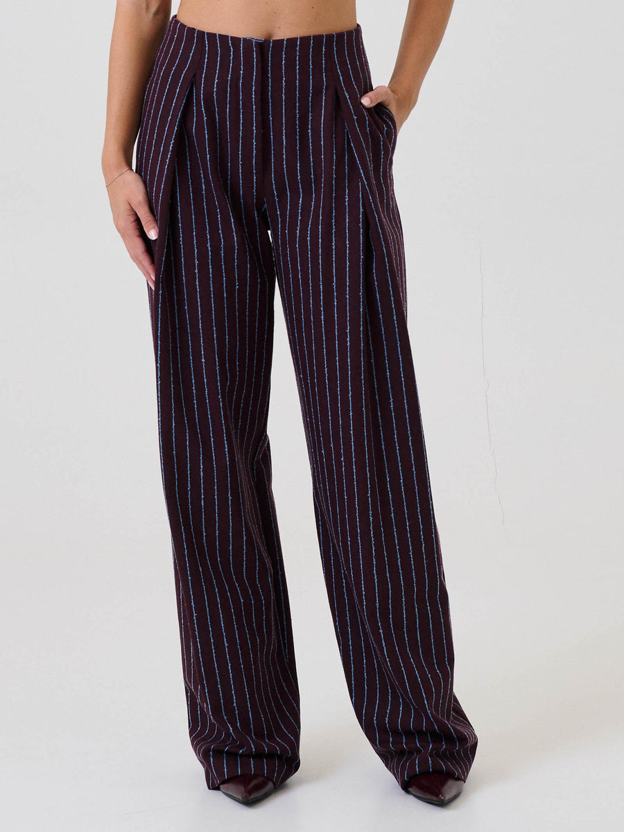 Pantalone con pences Bohemian Vì bordeaux a righe azzurre SDBO2018 BORDEAUX Bohemian V 