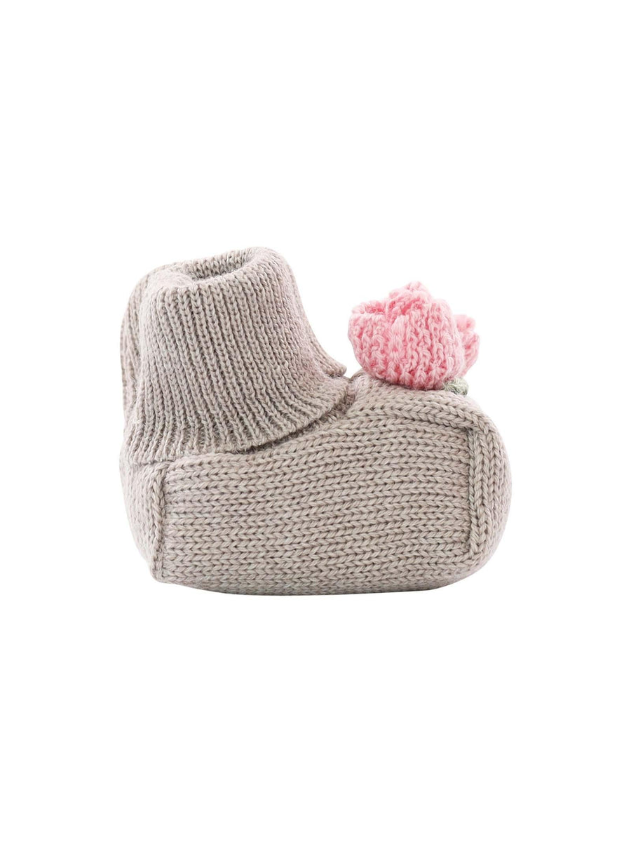 Babbucce tortora con rosa in rilievo IG10S C383FA Marlù 