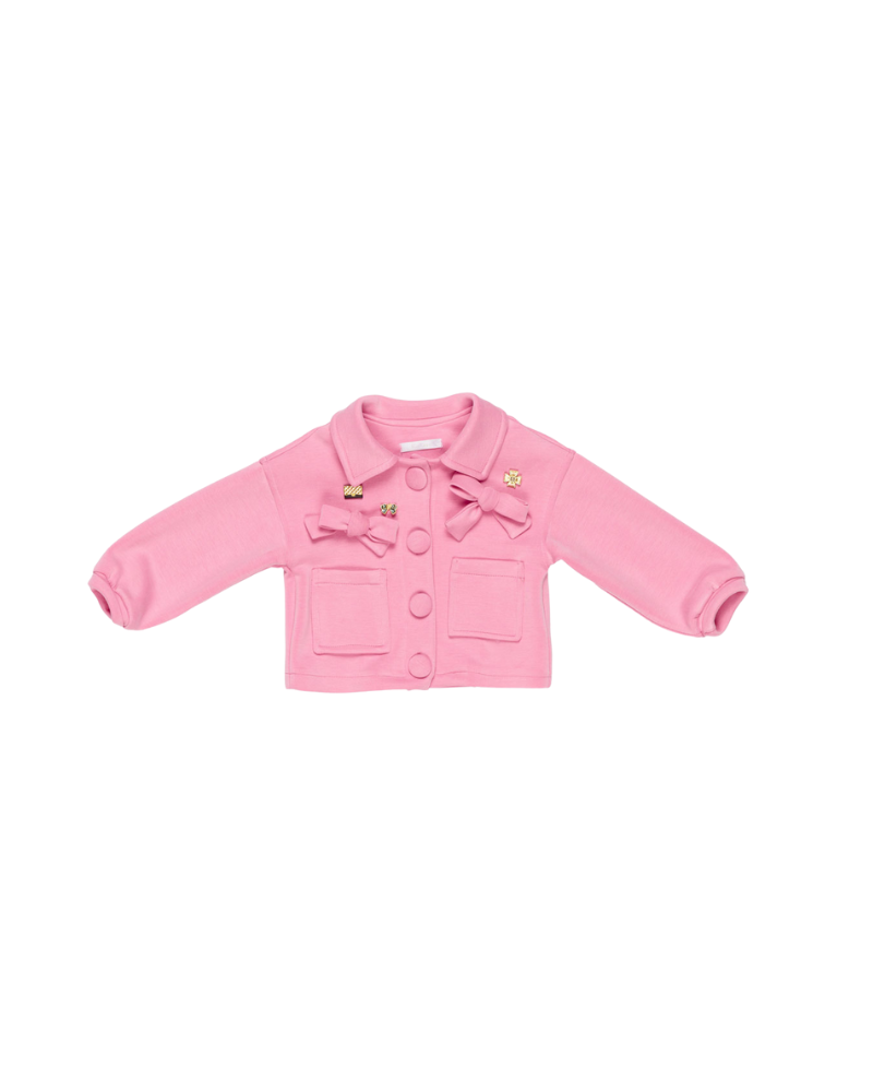 Giubbino con fiocchi Miss Grant rosa con applicazioni gioiello MG1548 BUBBLE Miss Grant 