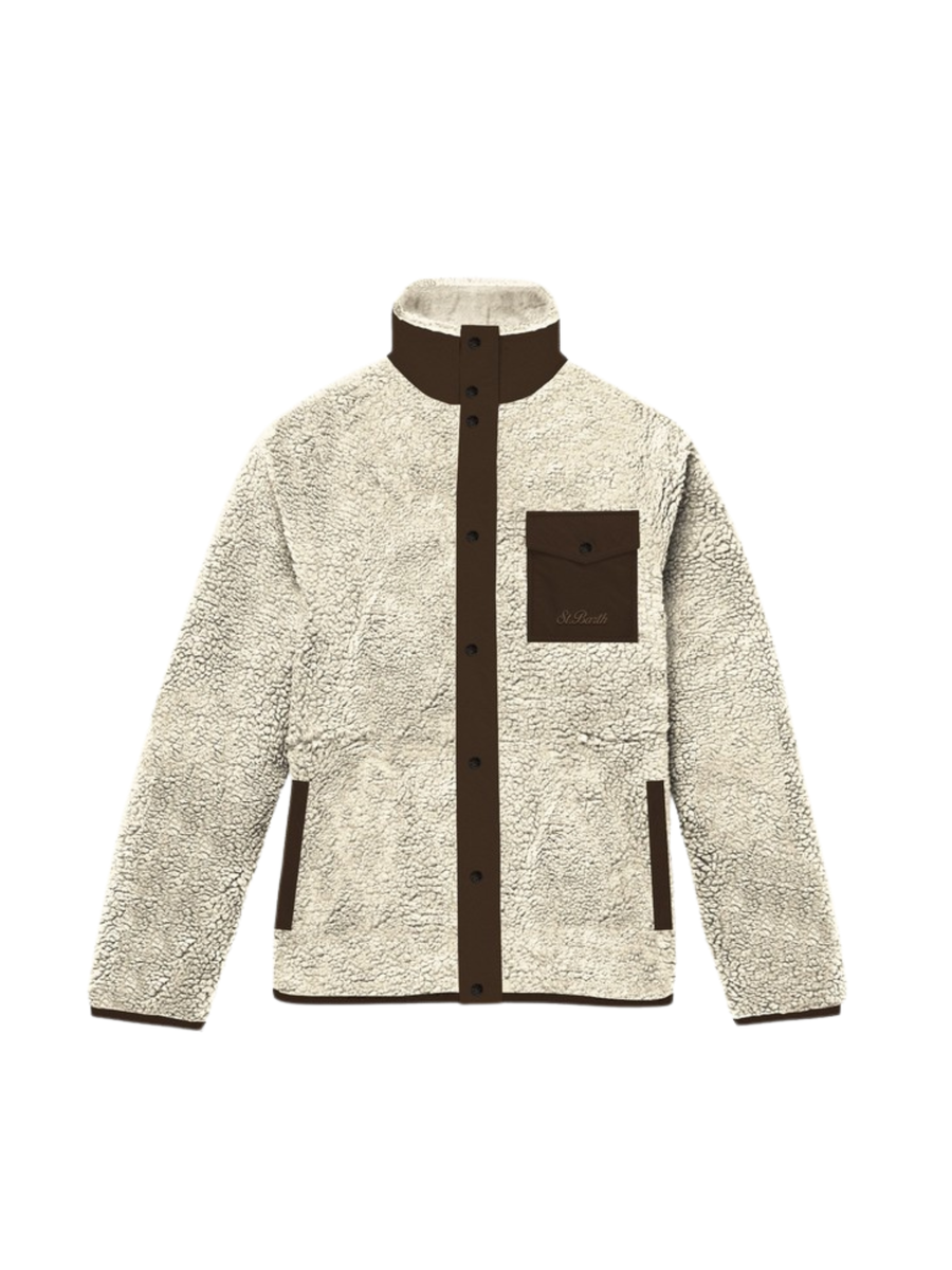 Giubbino "10" Saint Barth bianco con dettagli marroni KEY0008 00040I MC2 SAINT BARTH 