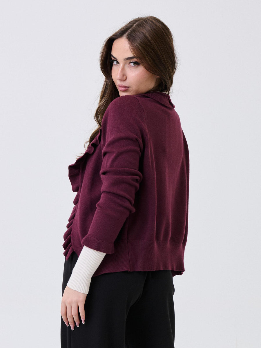Cardigan Armoire bordeuax con arricciature ai bordi IT1598 MAROON Armoire 