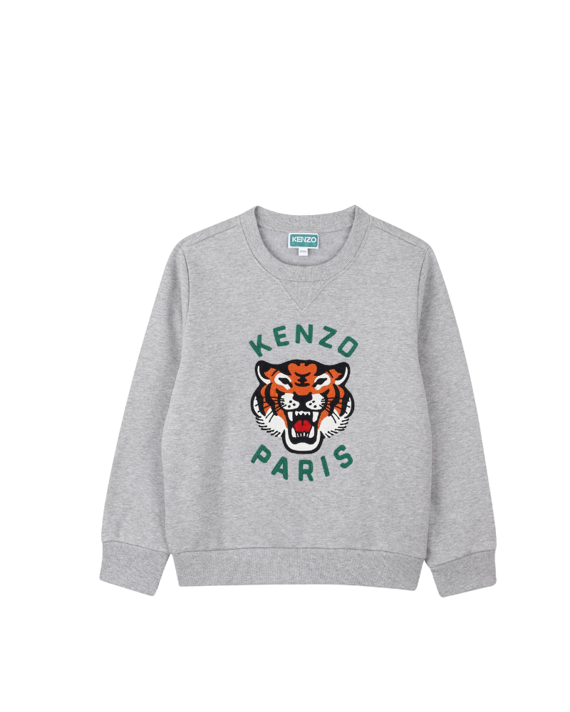 Felpa Kenzo grigia con logo iconico verde K61509 A55 Kenzo 