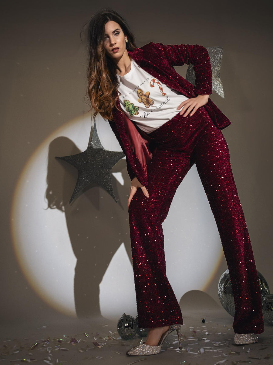 Giacca Haveone vino monopetto con pailettes JGEM091 VINO Haveone 