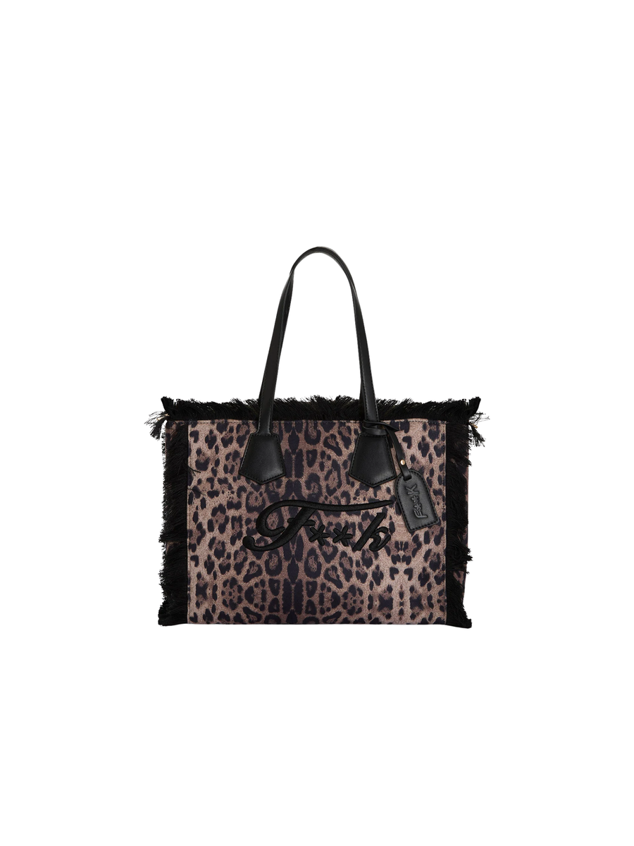 Borsa a spalla Fk leopardata con frange FA25-WW0260X01 UNI Fk 