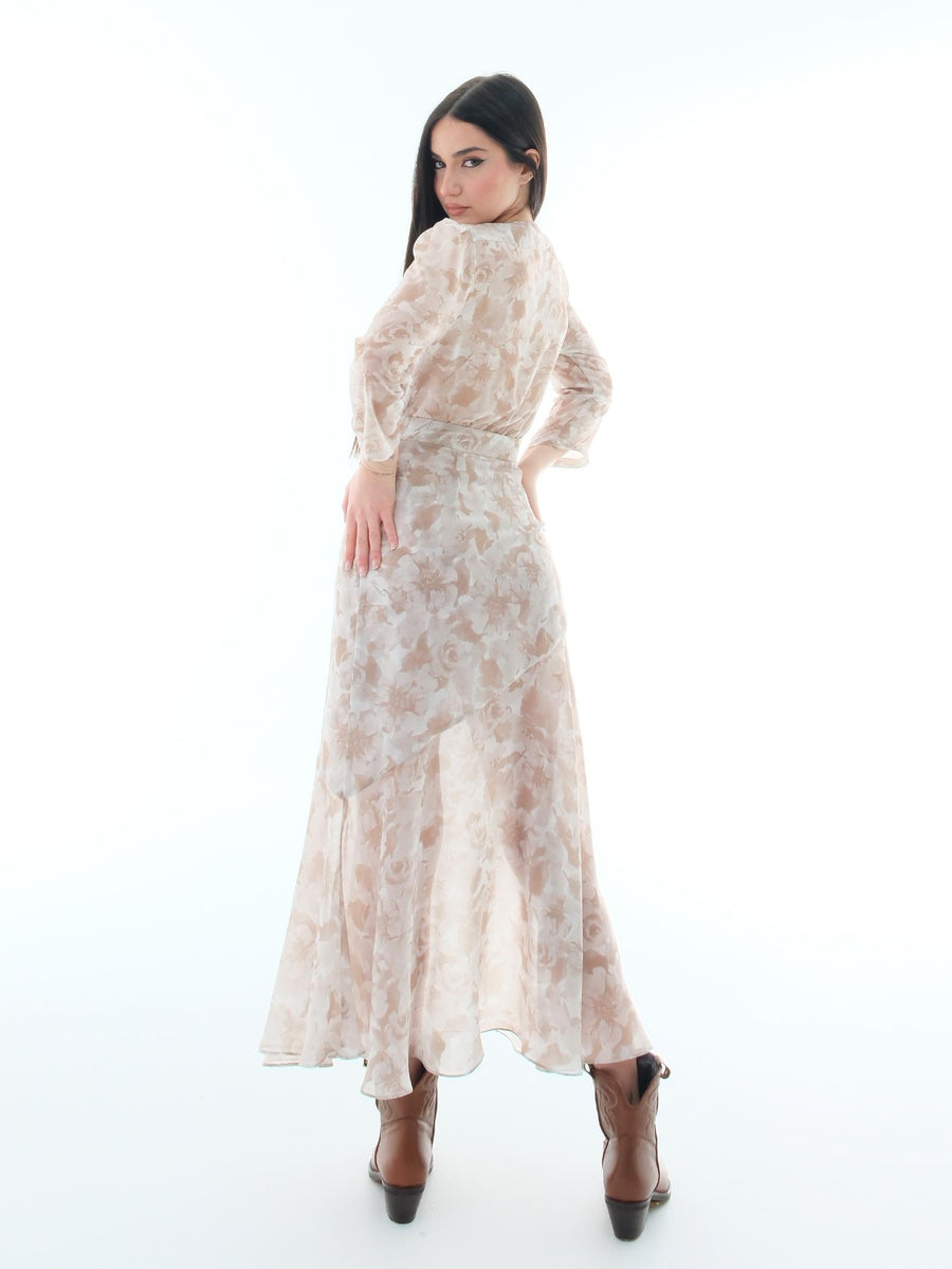 Abito "Julia" Silence Limited beige con stampa floreale AB4086 SAND Silence Limited 