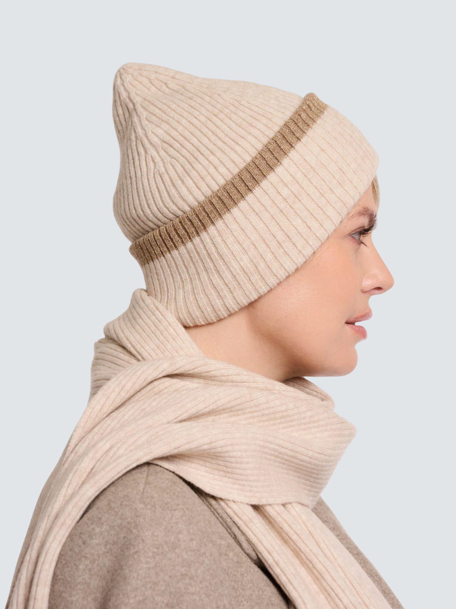 Cappello "Ingrid beanie" Rino & Pelle beige con inserti in filo lurex Ingrid.5002512 Birch melange Rino & Pelle 