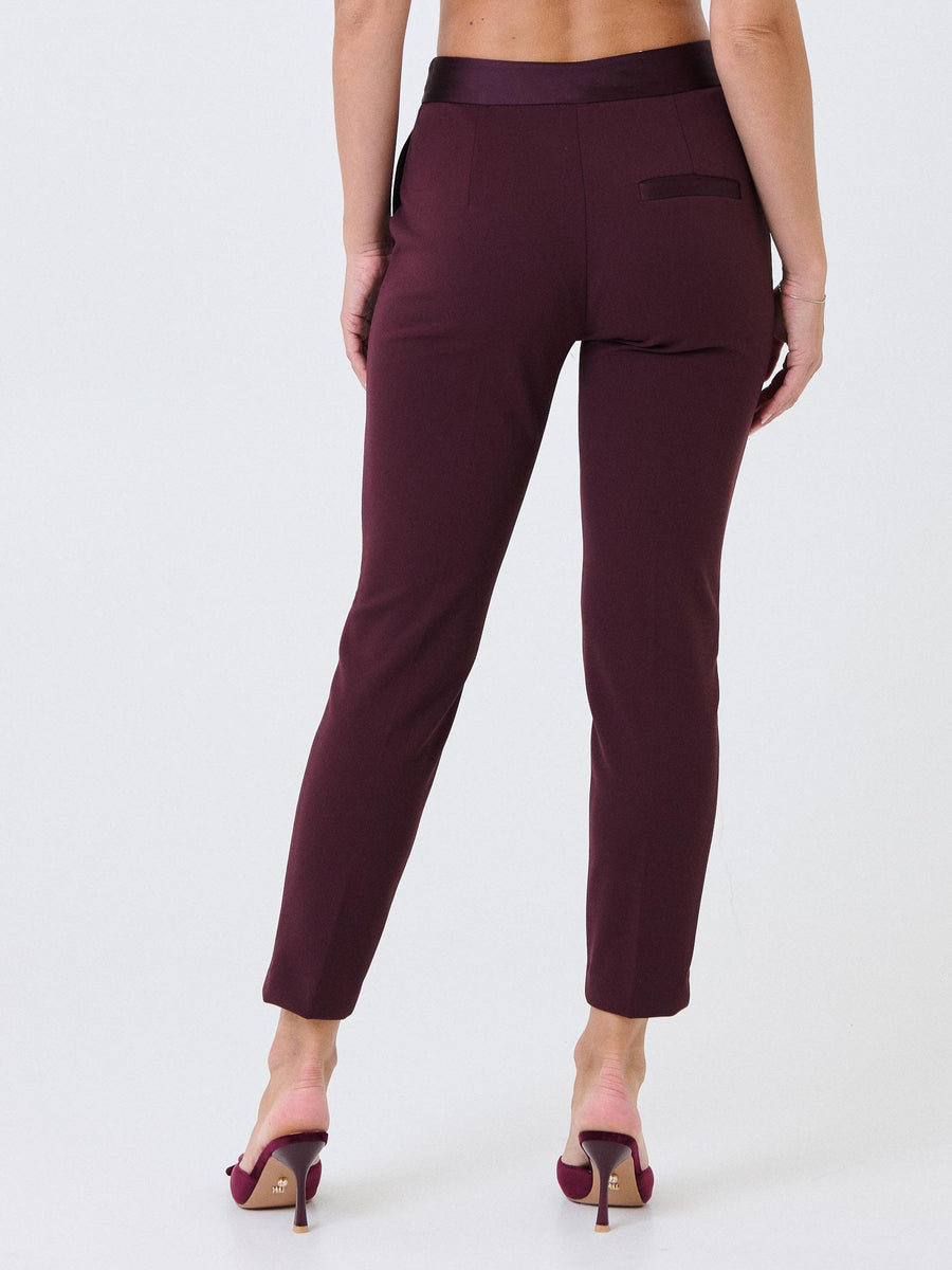 Pantalone slim Imperial prugna con fascia in raso in vita PVN2KAW PRUGNA Imperial 