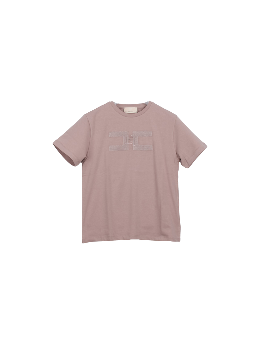 T-Shirt Elisabetta Franchi rosa con logo in strass EFTS242 C041 Elisabetta Franchi 