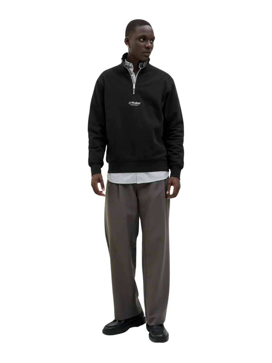 Felpa Jack & Jones nero con mezza zip 12278793 Black Jack & Jones 