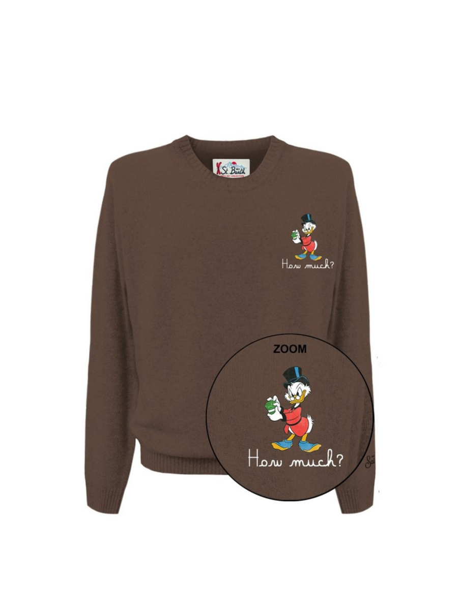 Maglione "11" Saint Barth marrone con paperone e scritta "How much?" HER0024 02929I MC2 SAINT BARTH 