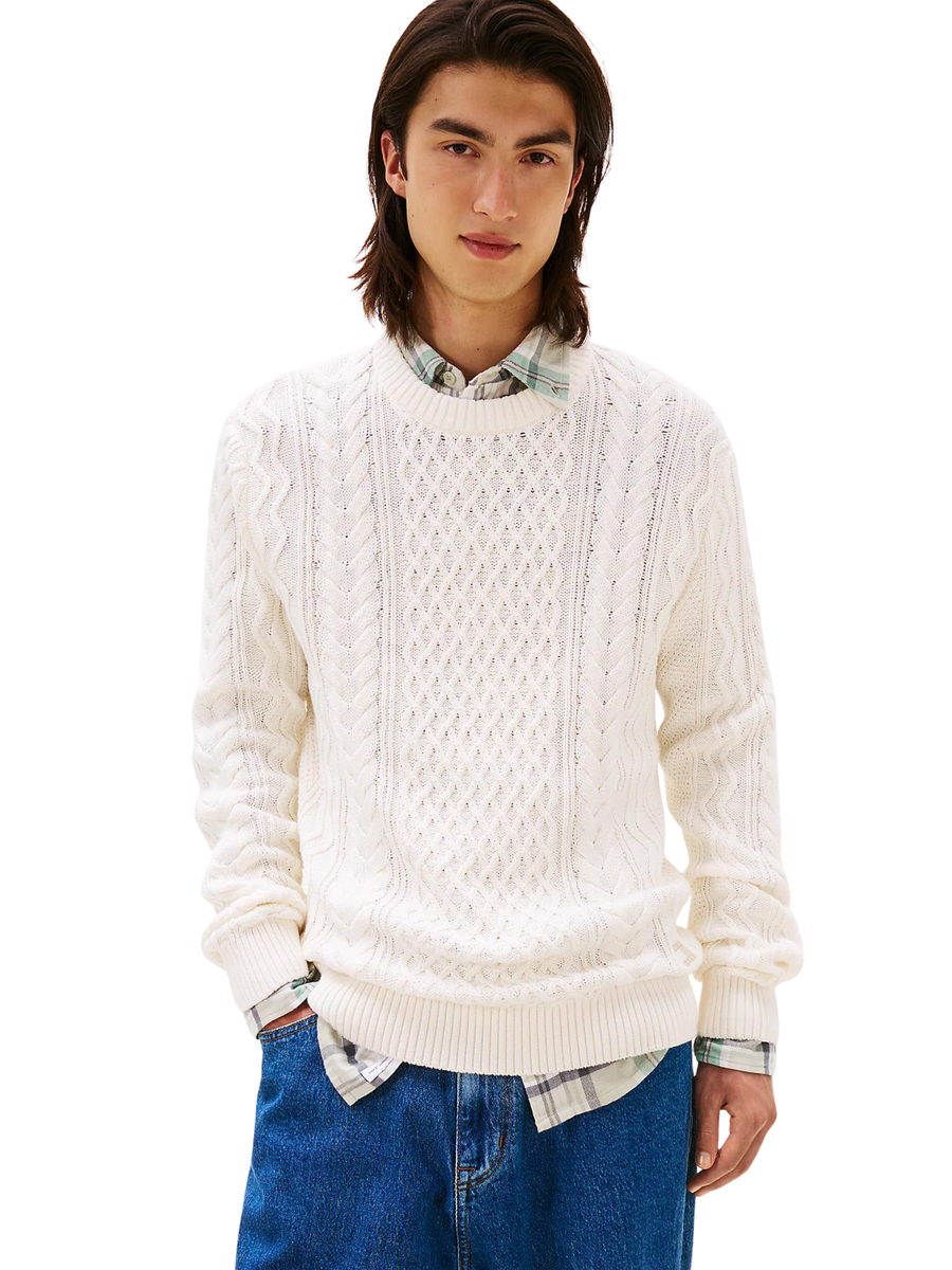 Pullover slim fit Tommy Hilfiger bianco con distintivo DM0DM22101 0K4 Tommy Hilfiger 