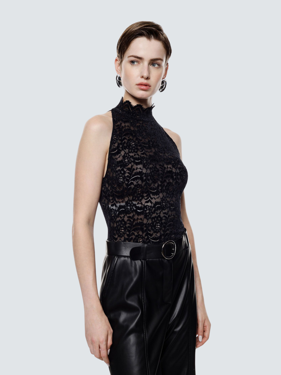 Body pizzo ricamato Imperial nero senza maniche e collo alto B261KKI NERO Imperial 