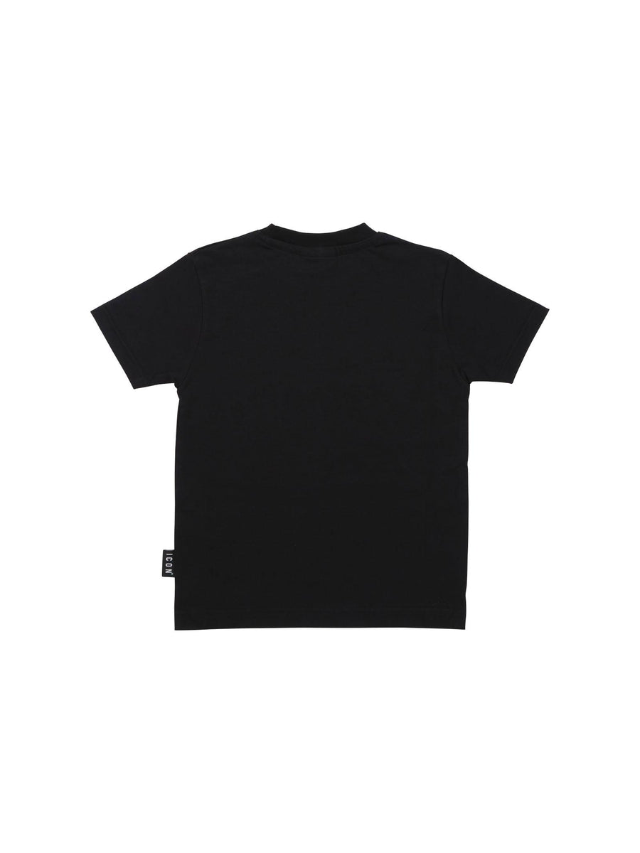 T-Shirt Icon nera con stampa logo frontale S00746 NERO Icon 