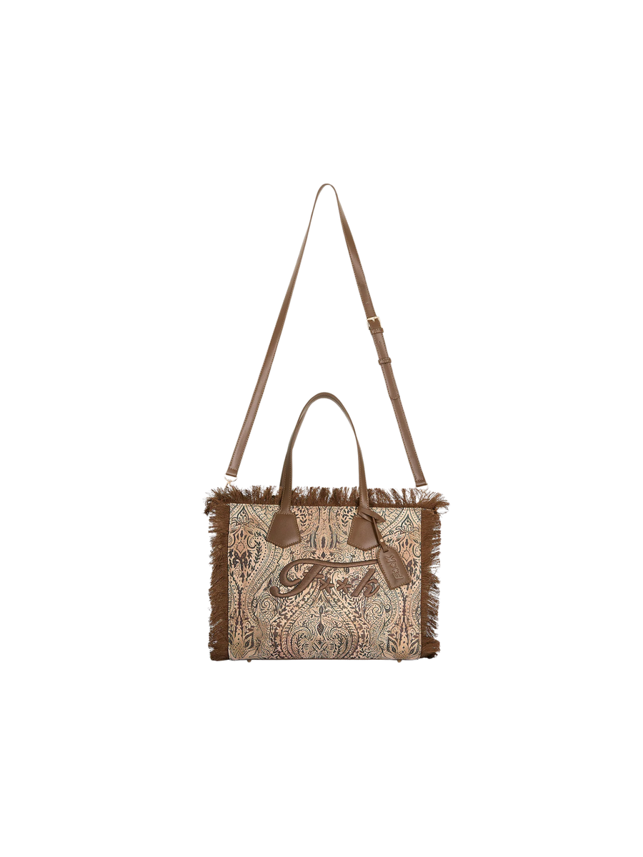 Borsa a spalla Fk marrone con frange FA25-WW0260X04 UNI Fk 