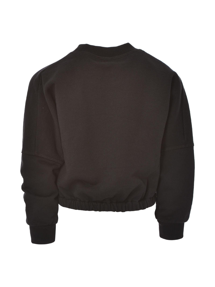 Felpa cropped nera con stampa corsiva DQ1262D002Y DQ900 Dsquared 
