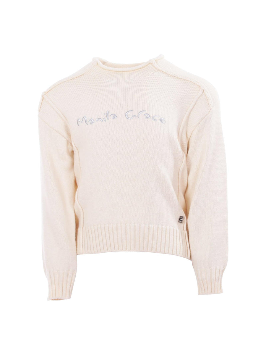 Maglioncino bambina Manila Grace crema e logo silver MFBF24M212 CREMA Manila Grace 