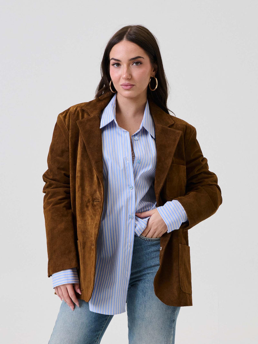 Giacca over Vicolo marrone in pelle scamosciata TF0268 FU66 Vicolo 