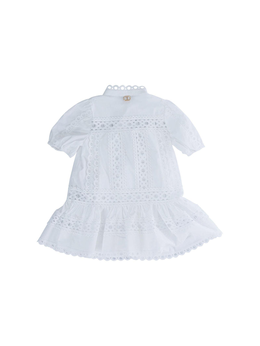 Abito Twinset bianco in sangallo con maniche a sbuffo 251GJ2410 00808 Twinset 