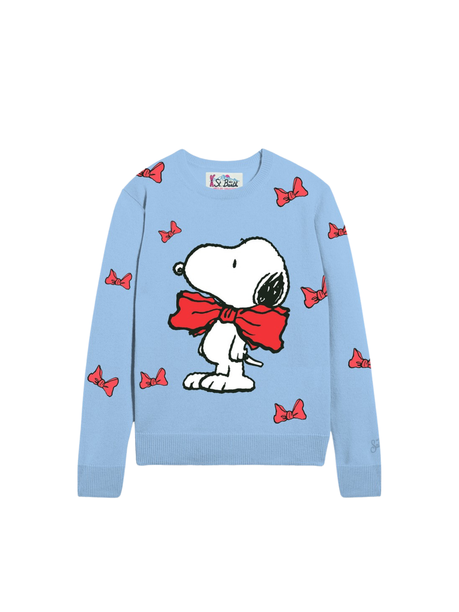Maglione "Snoopy bow tie 31" Saint Barth azzurra con stampa snoopy e fiocchi PRC0001 02439I MC2 SAINT BARTH 