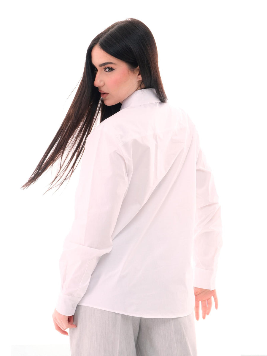 Camicia Vicolo bianca con dettagli gioiello RD0255 BIA Vicolo 