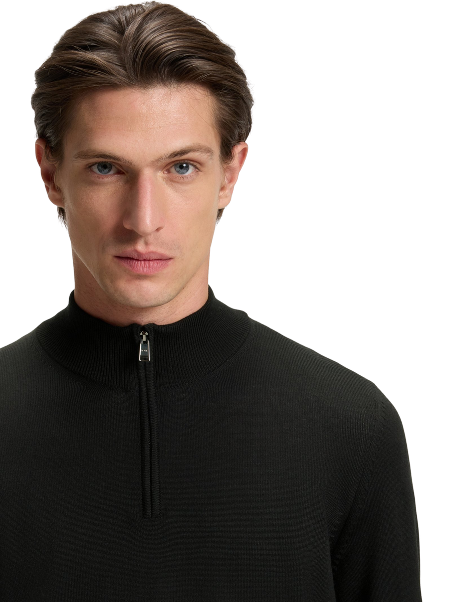 Maglia Boss nera a collo alto con zip 50528300 001 Boss 