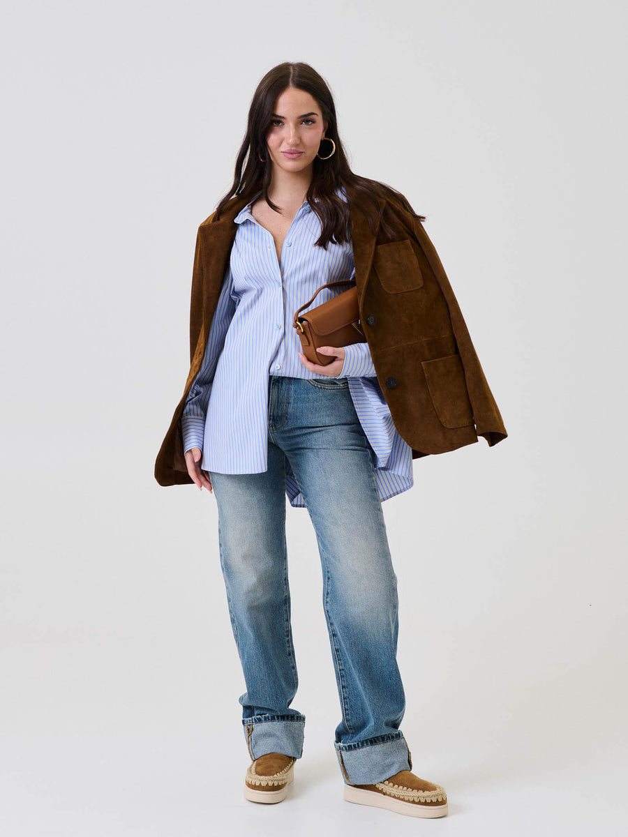 Camicia over Vicolo a righe azzurra TF0301 UNI Vicolo 