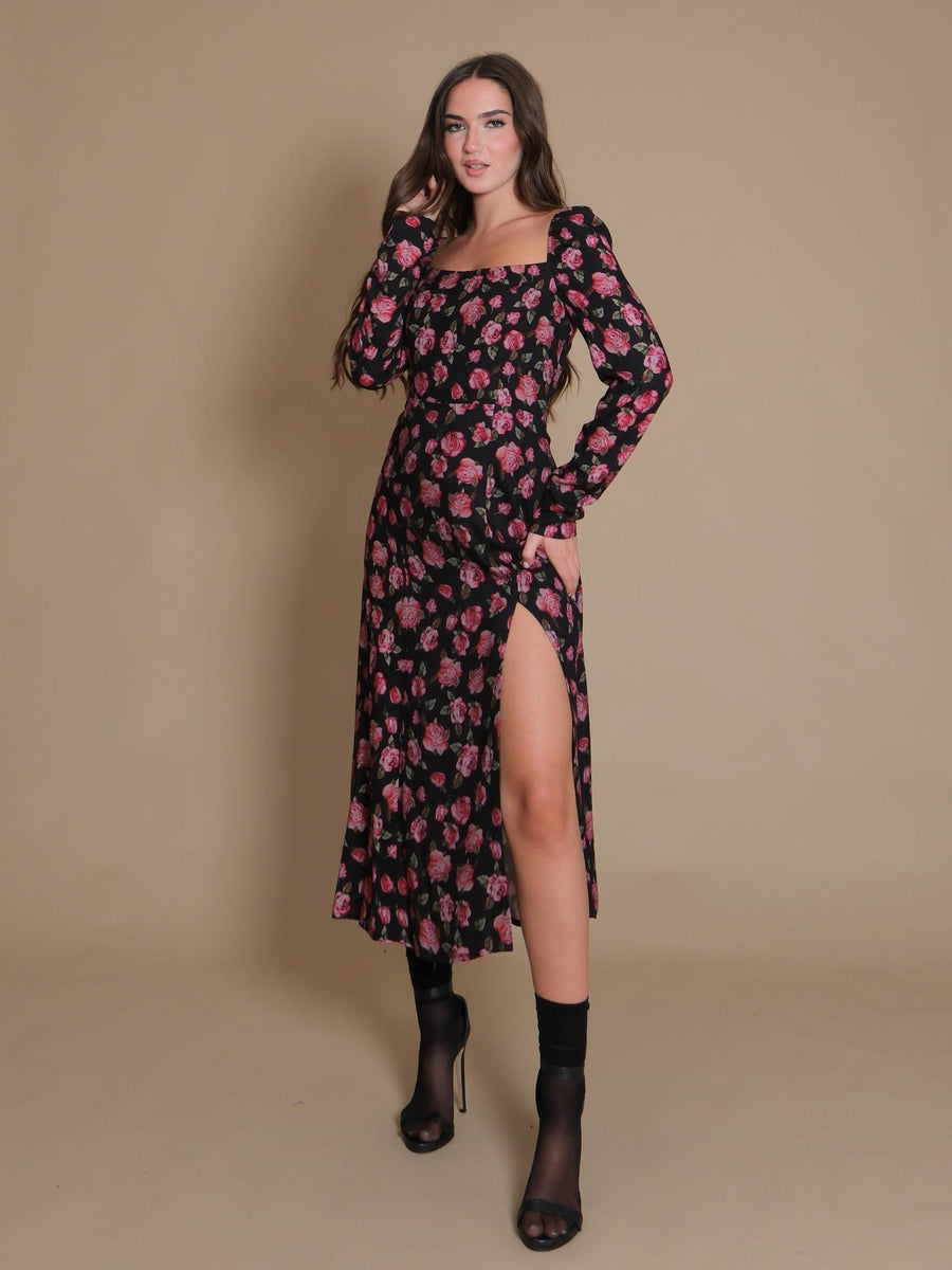 Abito micol Mar De Margaritas nero in crepes floreale MMABW01002 FN30 Mar De Margaritas 