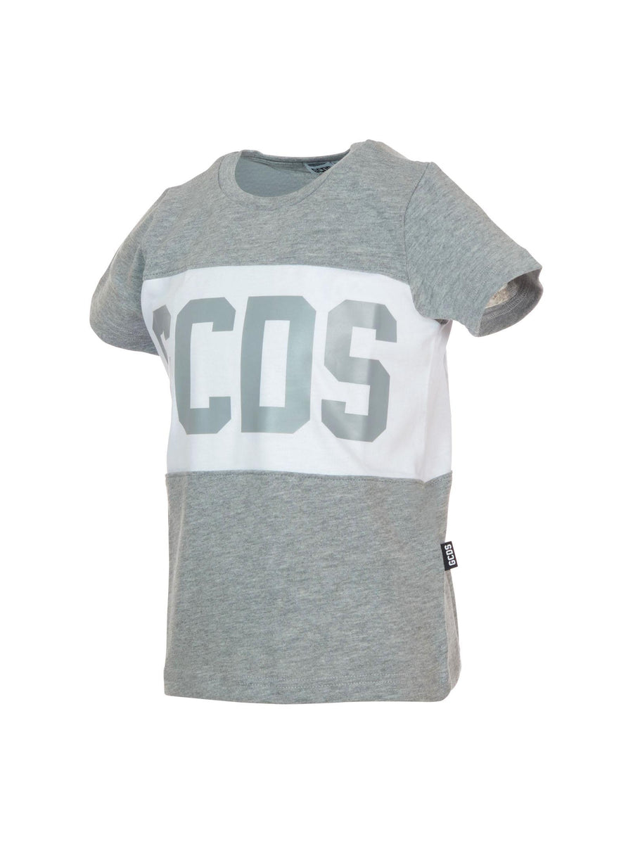 T-Shirt Gcds grigia con banda orizzontale bianca 2329JF1 93 GCDS 