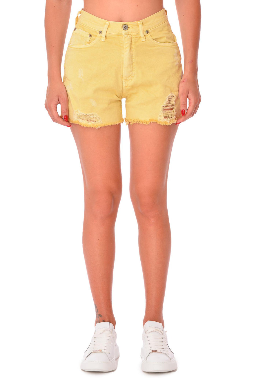 Shorts giallo monocolore in denim P13IVV1PZW BAN Please 