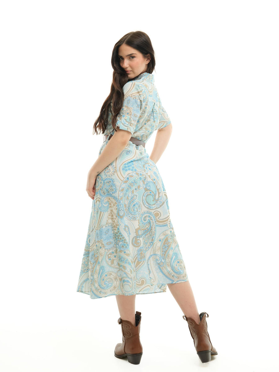 Abito chemisier Armoire azzurro con cinturino marrone AB1265 AZZURRO Armoire 