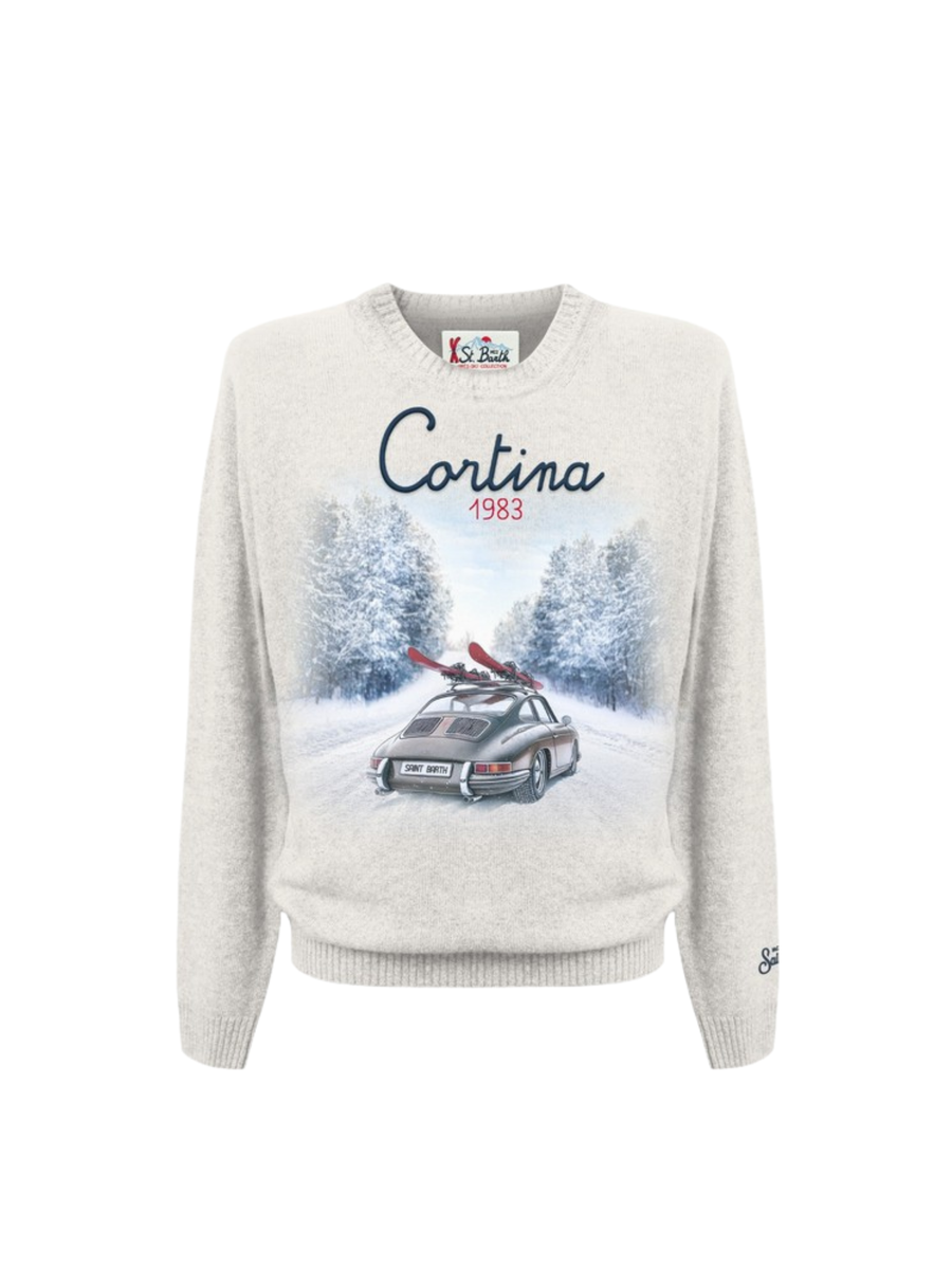 Maglione "10 emb" Saint Barth bianco con scritta "Cortina" HER0022 00389I MC2 SAINT BARTH 