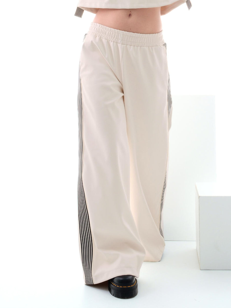 Pantalone Vicolo in ecopelle bianco con bande nere TD0777 BIA Vicolo 