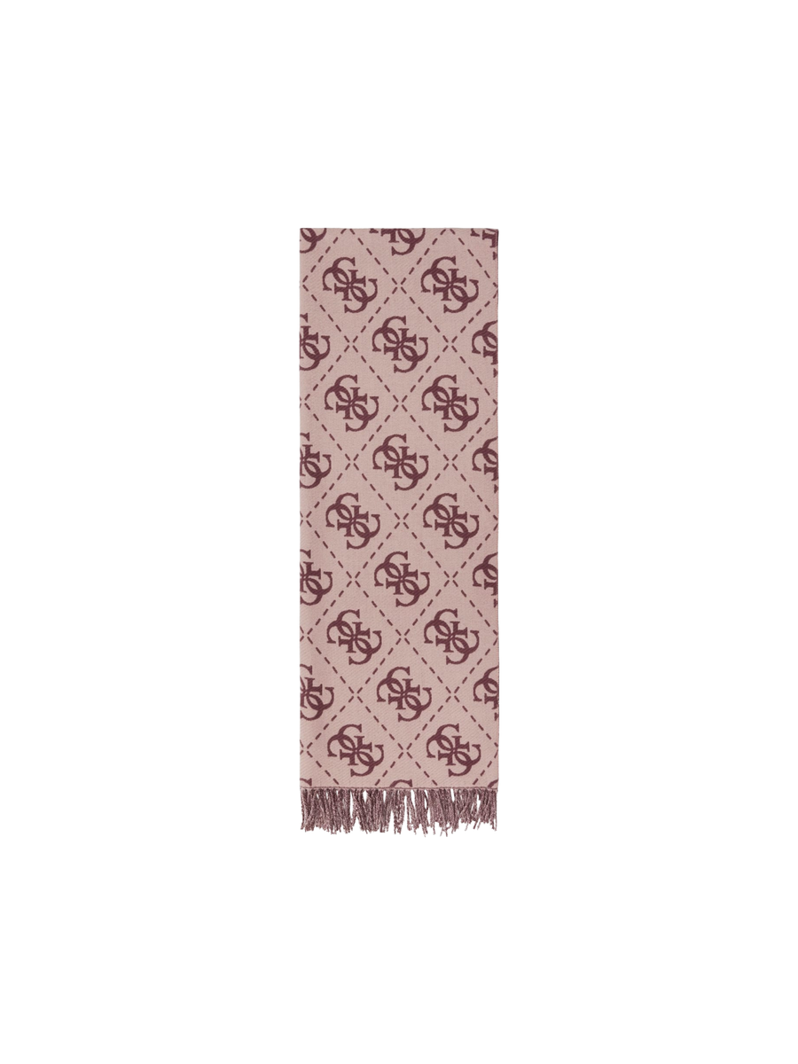 Sciarpa Guess rosa e beige con motivo 4G all over e frange intrecciate AW5217VIS03 GRP Guess 
