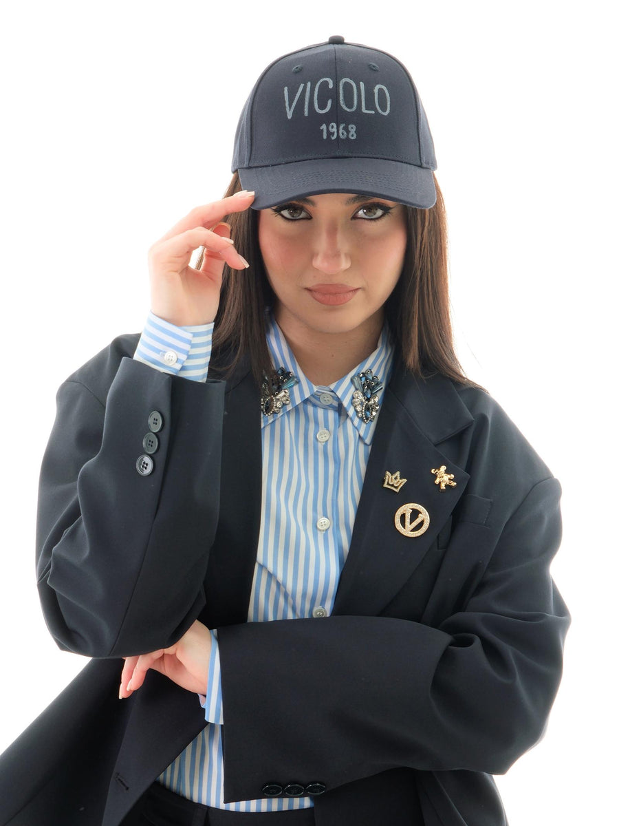 Cappello Vicolo blu con logo lettering frontale AD0056 BLU Vicolo 