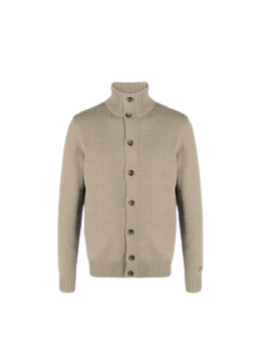 Cardigan "00" Saint Barth beige con collo alto a costine SAVI002 00031I MC2 SAINT BARTH 