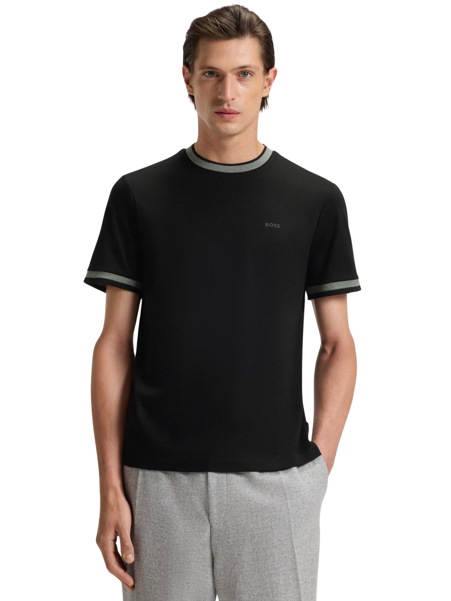T-Shirt Boss nera con inserti grigi 50543858 100 Boss 