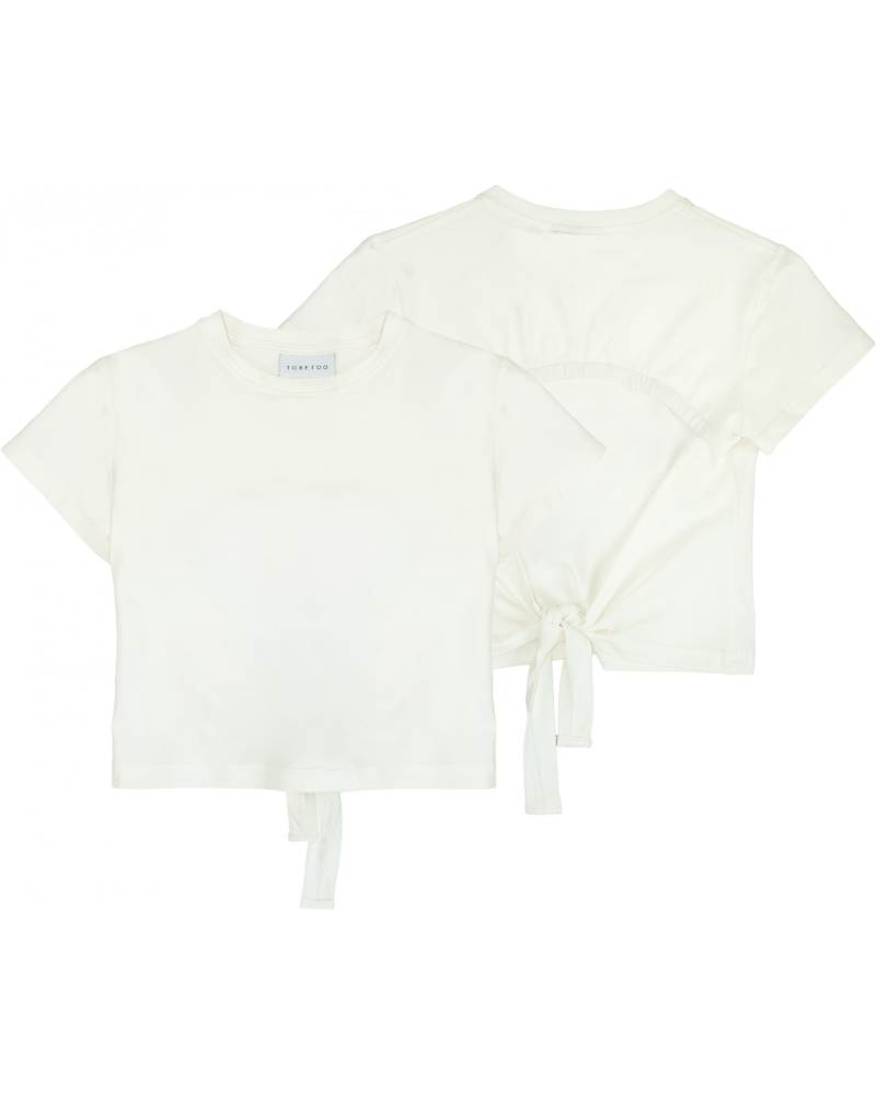T-Shirt cropped Tobetoo bianca con fiocco 129TTFJS25 NERO Tobetoo 
