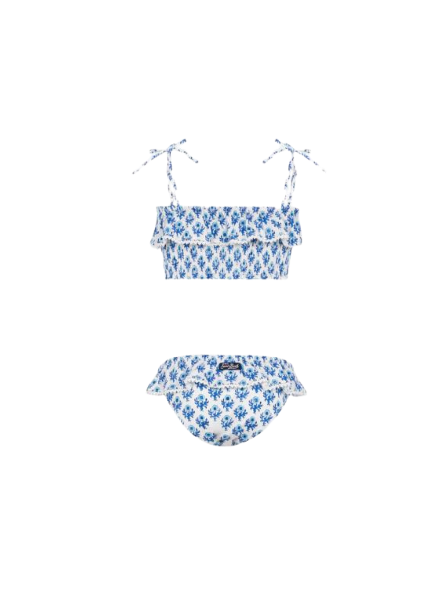 Bikini "melie" Saint Barth azzurro con ricamo smock e volant MELI0001 01252H MC2 SAINT BARTH 