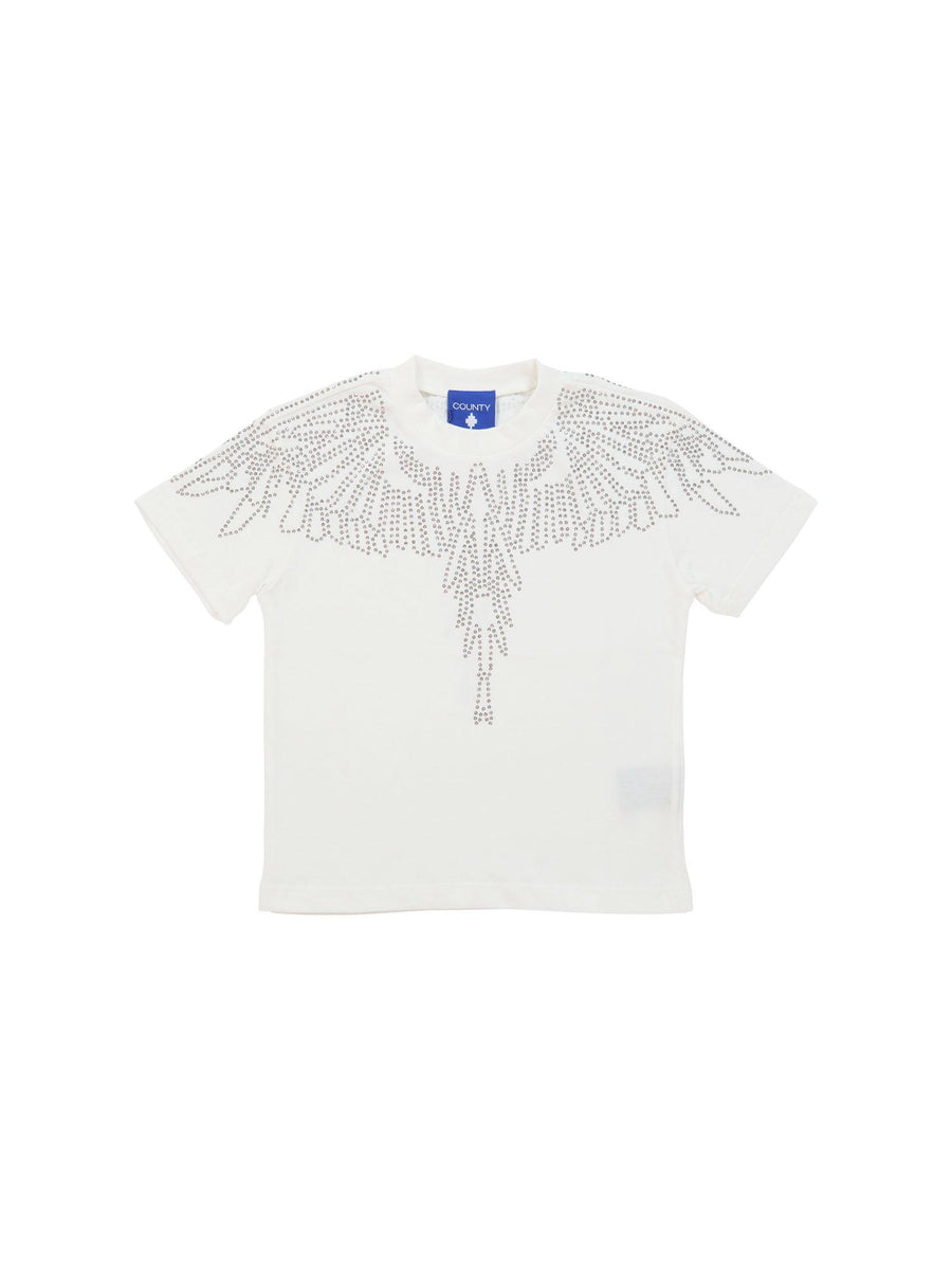 T-Shirt County of Milan bianca con ali in strass TH013 002 County of Milan 