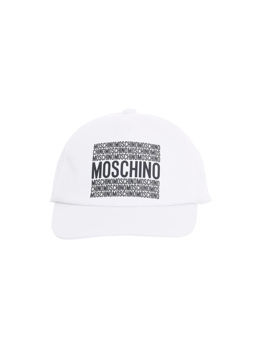 Berretto Moschino bianco con logo lettering ripetuto HOX00W 10101 Moschino 