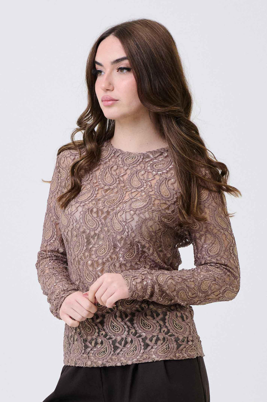 Maglia semi trasparente Armoire fango in pizzo 25746 FANGO Armoire 