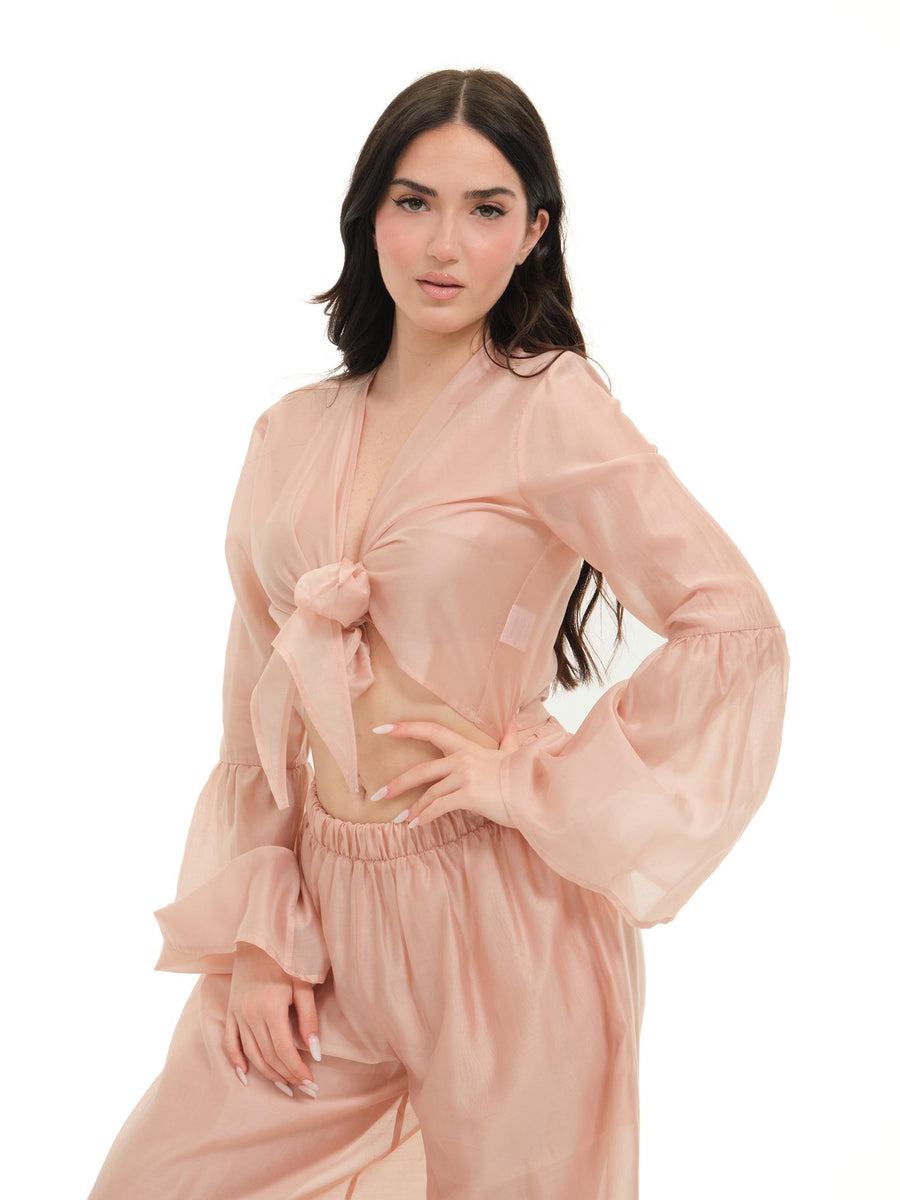 Camicia Armoire rosa cropped con nodo C951 ROSA Armoire 