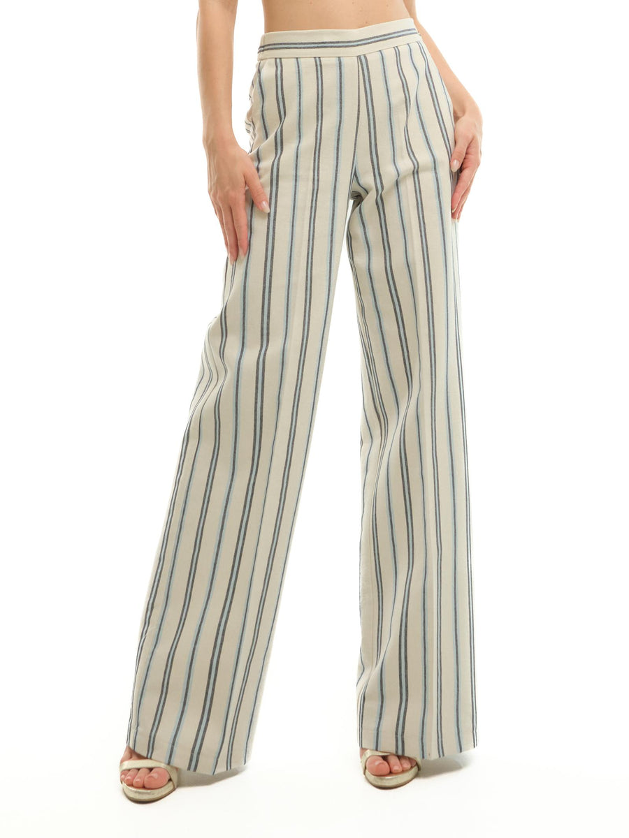 Pantalone a gamba ampia Imperial beige a righe blu P9990076T BEIGE/BLU Imperial 