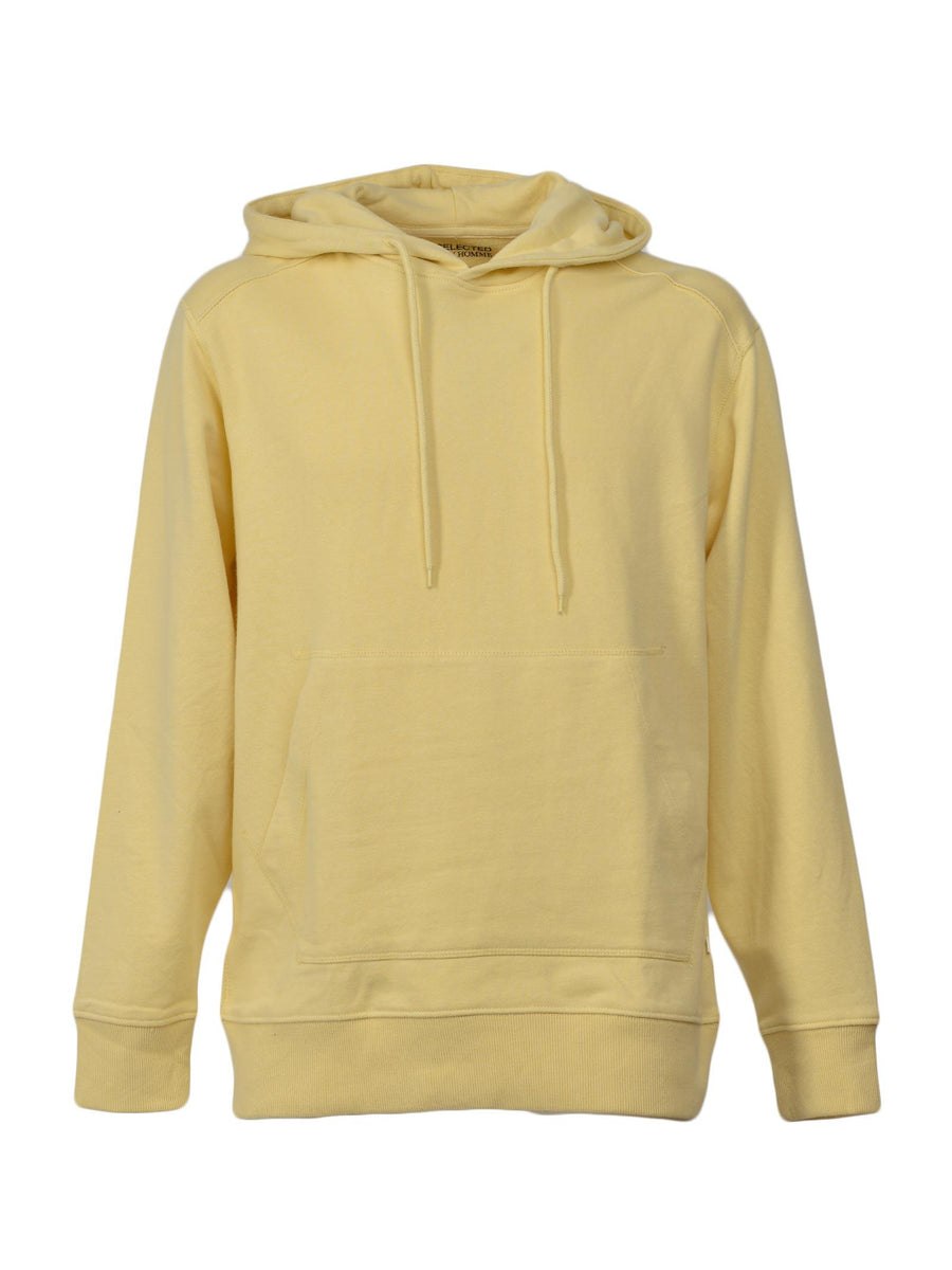Felpa basic con cappuccio gialla 16077368 SUN Selected 